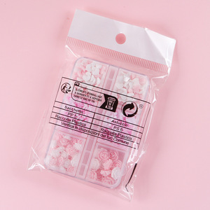 6 Rejillas Acrílico Flor 3D Nail Art Decoraciones Resina Amor Corazón Rosa Flor Nail Charms Crystal Nail Rhinestones Accesorios - Product Image 4