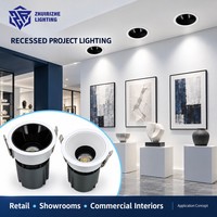 Spot LED Encastrable 7W 12W 18W 2 2.5 3.5 Pouces CRI95 Réflecteur Profond en Aluminium Plafonnier Blanc Brillant Noir Vente en Gros