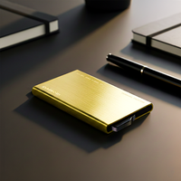 Porte-cartes de crédit et de visite multifonctionnel en aluminium doré antique Cardhoda, anti-RFID, sans fermeture, 40G Prestige