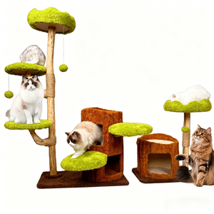 OEM al por mayor, marca privada, multinivel, <span class=keywords><strong>de</strong></span> madera maciza, tipo casa <span class=keywords><strong>de</strong></span> árbol, estructura <span class=keywords><strong>de</strong></span> escalada para gatos, rascador para gatos, torre para gatos - Product Image 1