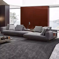 Canapé Connery Minimaliste Italien, Canapé Droit et d'Angle en Cuir et Tissu, Style Double, pour Grand Appartement et Salon