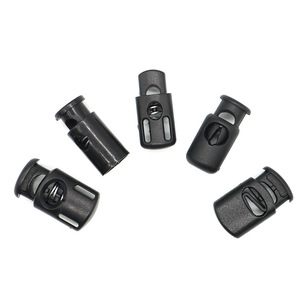 Hebilla de plástico con orificio único y cordón de resorte, hebilla deslizante ajustable negra para bolsos, duradera - Product Image 1