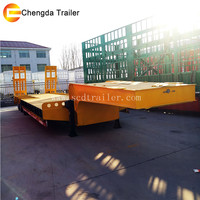 Remorque surbaissée à 4 essieux d'occasion, fabriquée en Chine, remorque à plateau surbaissé, remorque à plateau plat, transport d'équipements lourds