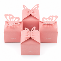 Boîte à bonbons jetable créative en forme de papillon, fond carré creux, en carton nacré, pour chocolats et confiseries, vente en gros
