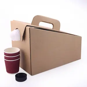 独特设计的咖啡果汁红酒牛皮纸盒定制热咖啡储物袋，带阀门分配器盒