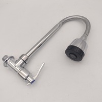 Robinet de cuisine universel horizontal en plastique ABS d'usine, robinet d'évier à eau froide unique, prend en charge le logo personnalisé 360 °   Chrome