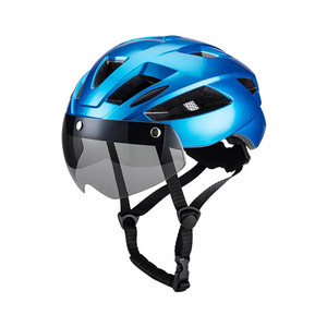 Casco de ciclismo con visera desmontable, transpirable, seguro para adultos, hombres, bicicleta de montaña, azul - Product Image 1