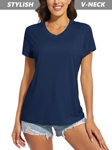 Camiseta de Verano para <span class=keywords><strong>Mujer</strong></span>, Ropa de Poliéster para <span class=keywords><strong>Mujer</strong></span> con <span class=keywords><strong>Cuello</strong></span> en V, Ropa Deportiva de <span class=keywords><strong>Manga</strong></span> <span class=keywords><strong>Corta</strong></span> para Gimnasio, <span class=keywords><strong>Camisetas</strong></span> Deportivas de Alta Calidad - Product Image 3