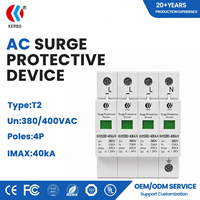 Dispositif de protection contre les surtensions (DPS) Type 2 40kA 4P 385V AC, parafoudre sur rail DIN pour panneau de distribution de système solaire triphasé