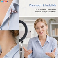 Microphone cravate invisible beige CM90 pour systèmes sans fil G2 G3 G4 ULX SLX QLXD avec connecteurs TA4F TA3F et cœur cardioïde 3,5 mm