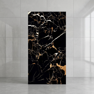 Black Portoro High Gloss Polished Glazed Porcelain Tiles 600x1200mm Luxury Marble Look Floor <b>Wall</b> Tile - Product Image 2