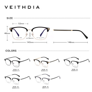 Veithdia Square Optical Eyeglasses Pure Titanium <b>Frame</b> Blue Light Protection Unisex Medium Size - Product Image 3