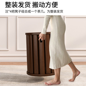 Solid wood stackable round <b>stool</b>, home use, stackable side <b>table</b>, low <b>stool</b>, modern <b>dining</b> <b>stool</b>, new Chinese style <b>dining</b> - Product Image 2