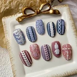 2024 Vintage automne hiver série pour Style <span class=keywords><strong>laine</strong></span> 3D poudre <span class=keywords><strong>Internet</strong></span> populaire tricoté Plaid compagnon sucre poudre - Product Image 2