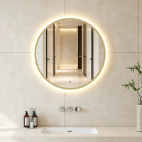 Miroir de salle de bains rond de luxe doré 3 couleurs 3 luminosité Led lumière miroir de salle de bains avec interrupteur LED miroir