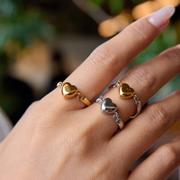 Bagues de fiançailles Gaovo au design original en forme de cœur pour femmes, résistantes au ternissement, en acier inoxydable plaqué or 18 carats, accessoires de mode