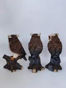 New Product 3 Pieces Gardening Decoration Resin Owl Sculpture For Fairy Garden Animal Statue Home Decoration