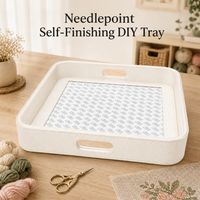 Plateau en cuir blanc auto-adhésif pour point de croix avec adhésif 3M et poignées intégrées pour décoration intérieure de luxe DIY et cadeau personnalisé