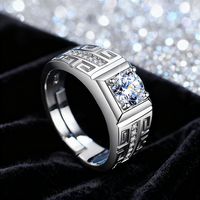 Ashabell vente en gros S925 argent Sterling creux 3ct Moissanite hommes bague de fiançailles bague de mariage pour hommes
