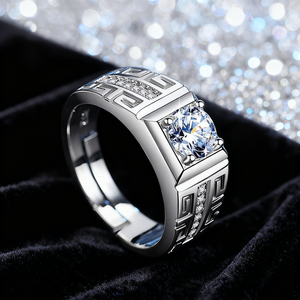 Ashabell Wholesale S925 Sterling <strong>Silver</strong> Hollow 3ct Moissanite <strong>Men</strong> <strong>Ring</strong> Engagement Wedding <strong>Ring</strong> for <strong>Men</strong> - Product Image 4