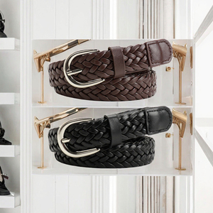 Cinturón de Mujer Estilo Coreano Vintage, Hebilla de Aleación, Material de Cuero Vacuno, Impermeable, Patrón Geométrico, Cinturón Casual de Moda - Product Image 3