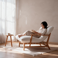 Fauteuil de salon minimaliste pliable en bois, compressé sous vide, avec dossier solide, pour la maison