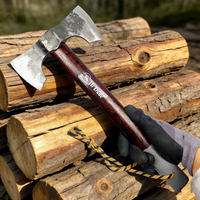 Hache en acier forgé à double tête robuste - Hache de camping de style viking tranchante pour couper du bois et la survie