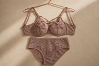 Ensemble de lingerie pour femmes adultes, soutien-gorge à armatures couvrant entièrement la poitrine, bretelles en dentelle brodée, culotte taille haute (Spandex/Nylon élégant)