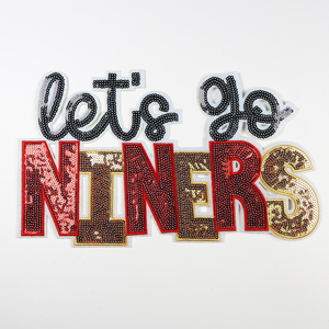 Custom High Quality Wholesale Big Size Lets Go Letters Patches Iron on Embroidery Sequin Patches for Clothing - Product Image 1