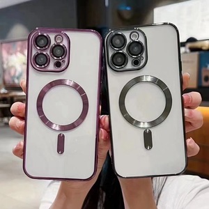 3 couleurs multiples Étui de téléphone magnétique antichoc Charge sans fil magnétique Étui transparent pour iPhone 13 14 15 16 Pro Max Plus - Product Image 2