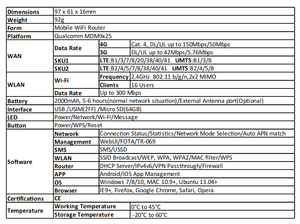 Portable 4G/5G LTE Mobile WIFI Router with 300Mbps Max LAN <strong>Data</strong> Rate <strong>Wireless</strong> <strong>Network</strong> Firewall &amp; WEP Encryption - Product Image 4