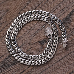8mm Cuban Necklace Necklace Stainless Steel <b>Copper</b> Buckle Cuban Necklace Tanjing - Product Image 2