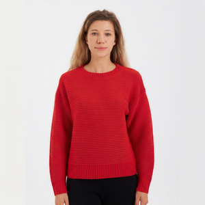 Pull en cachemire pur à 100 %, respirant, anti-rides, pour femme, col rond, tricoté plat épais, manches longues, décontracté, hiver - Product Image 1