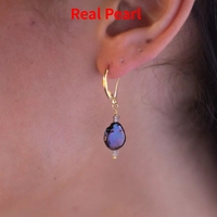 Pendientes de Perlas Color Pavo Real en Oro, Acero Inoxidable, Elegantes y a la Moda para Mujer, Regalo, Joyería para Fiestas, Venta al Por Mayor
