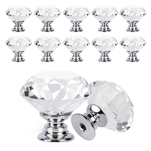 Puxadores de Cozinha de Vidro de Prata de ouro de Diamante de Cristal Gabinete Knob Armário de Cozinha Alças De Plástico Acrílico Bola Alças com Diamante