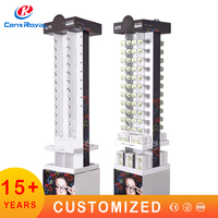 Centroyal CR-MF-429 Présentoir rotatif sur pied en métal thermolaqué à 3 faces pour lunettes de soleil et de vue, idéal pour les magasins d'optique