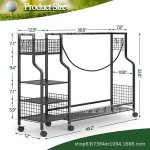 Suporte de Chão Giratório de Metal com <span class=keywords><strong>4</strong></span> Níveis para Armazenamento de Bolsas de Golfe, Organizador Esportivo Multicamadas Não Dobrável para Sala de Estar e Clubes - Moderno - Product Image 4
