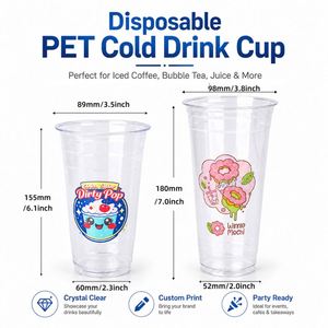 Vasos Desechables Personalizables de Plástico PET de 24oz para Milkshake, Estilo Retro, para Salón de Postres, Bebidas Dulces, Diseño Digital - Product Image 4