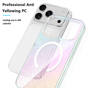 Coque de téléphone magnétique à paillettes dégradées pour iPhone 17/18 Pro, OEM ODM, étiquette privée personnalisée, antichoc, vente en gros - Product Image 3