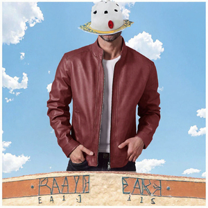 Veste en cuir PU pour homme Racbo Impex, col montant, fermeture éclair, couleur bordeaux unie, vêtement d'extérieur décontracté - Product Image 3