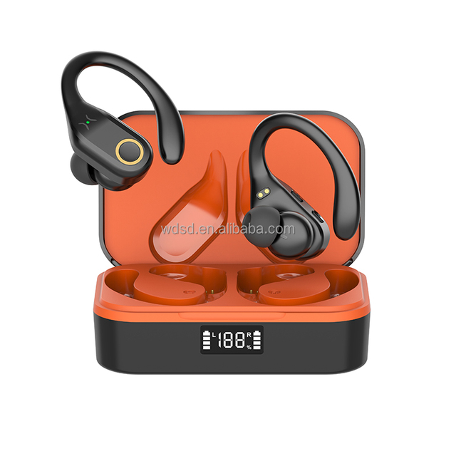 Wireless Sport Earbuds with Digital Display Stereo Hi-Fi Sound IPX5 Waterproof EarHook Design Microphone BT 5.4 Touch Control