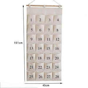 Sac de rangement suspendu sur la porte avec 3 poches, en toile, organisateur mural - Product Image 4