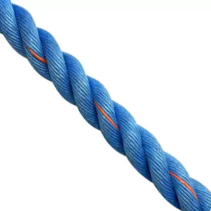 Blaues 3-Strang-Polipropylen gedrehtes PP-Danline-Seil 12 mm/14 mm/16 mm/18 mm mit UV-Resistenz