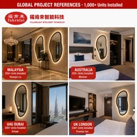 Miroir intelligent de salle de bain Fullkenlight, miroir LED moderne, cadre en bois, forme irrégulière, miroir de salle de bain rétroéclairé par LED