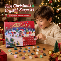 Calendrier de l'Avent en Cristal de Noël 24 Jours, Boîte Mystère de Pierres Brutes Naturelles et Minéraux, Cadeau pour Enfants