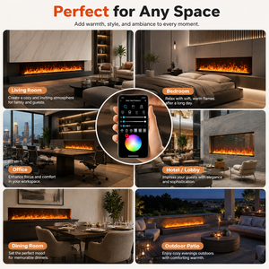 Caminetto Elettrico a Vapore Personalizzato 1M 1.2M 1.5M con Fiamma 3D, APP Wifi, 9 Colori LED, da Incasso a Parete per Hotel <span class=keywords><strong>e</strong></span> Casa - Product Image 4
