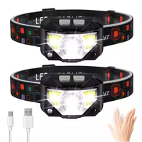 Lampe frontale étanche Howlighting pour le camping et la pêche, lampe frontale lumineuse, lampe torche rechargeable, lampe frontale à LED COB avec capteur pour l'extérieur