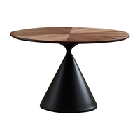Mesa de Comedor Redonda de Madera de Nogal, Personalizable, Estilo Moderno Retro para Apartamentos y Espacios Pequeños