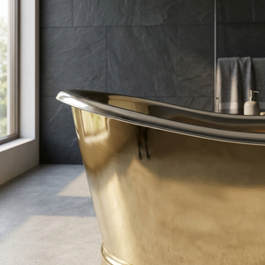 Bañera Independiente de Cobre, Bañera Ovalada de Metal con Acabado Dorado, Baño de Lujo para Spa - Product Image 2
