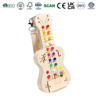 Guitare électrique en bois naturel pour enfants, instrument de musique de simulation, jouet rechargeable avec batterie, cadeau, planche d'activités avec lumière et son